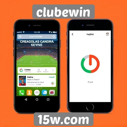 Experiência mobile do Clubewin em dispositivos Android e iOS